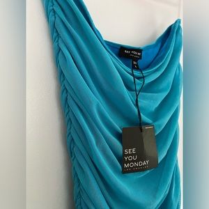 NWT Strapless Ruched BodyCon Dress LARGE